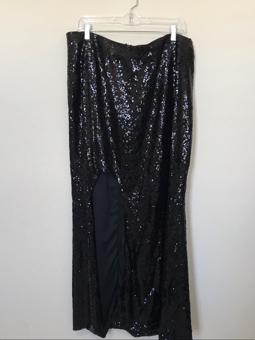 Eloquii Black Sequin High-Slit Maxi Skirt